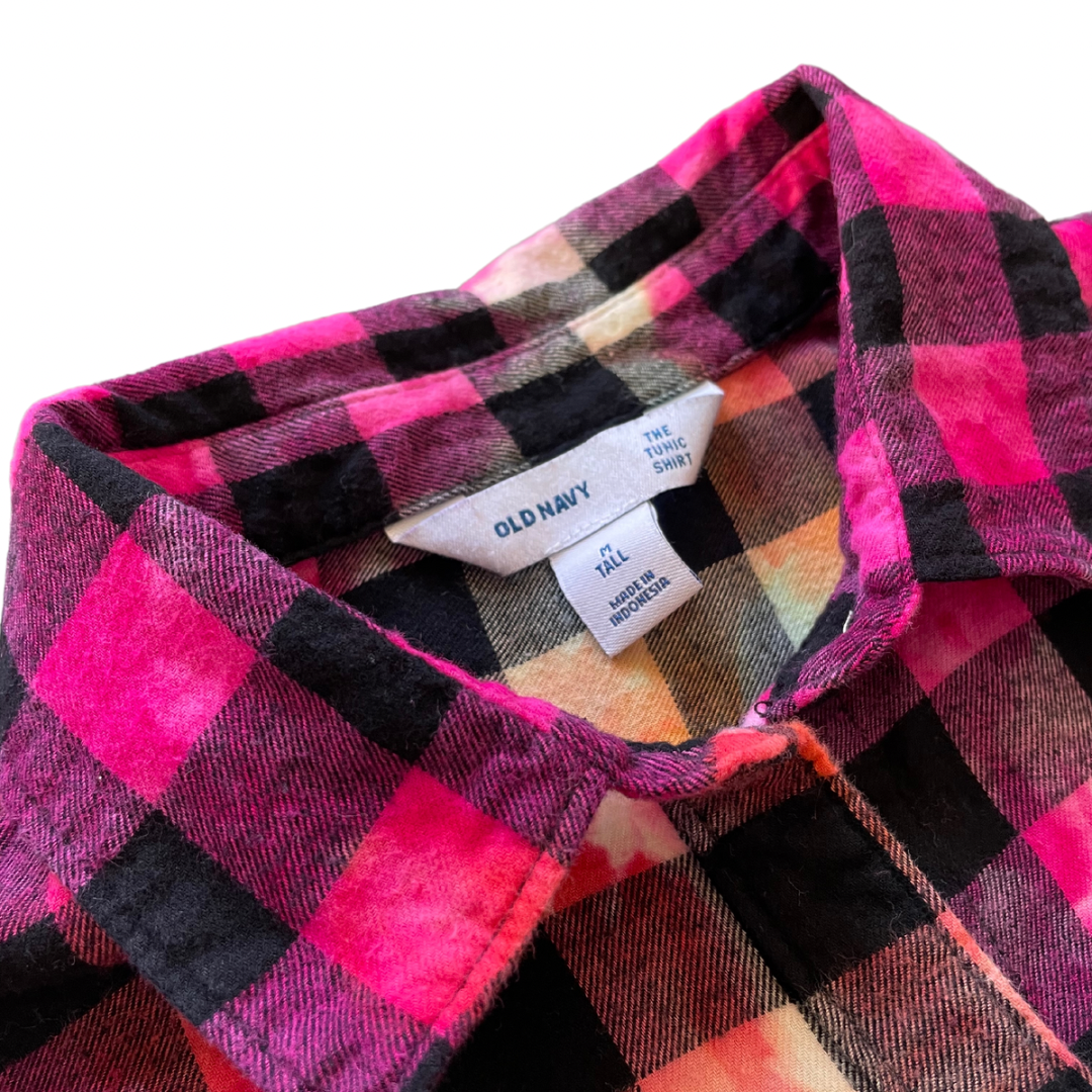 Upcycled Women’s Medium Tall Plaid Tunic Shirt